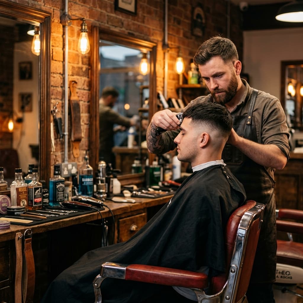 Expert haircut in progress